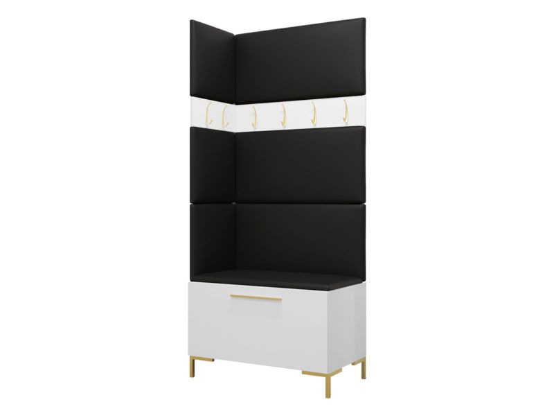 Garderoba MIRJAN 24 Zilion IV biały + czarna ekoskóra 1 kpl.