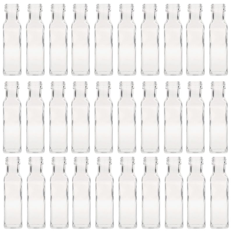 Butelki szklane MODO24 100 ml maraska kwadratowa na soki i oliwę fi 31 bez nakrętek 30 szt.