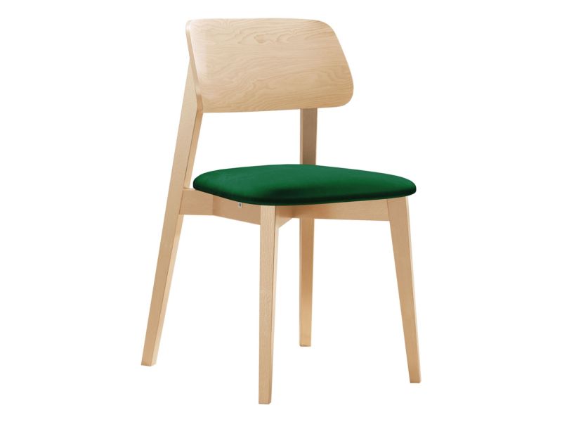 Krzesło MIRJAN 24 tapicerowane KT63 buk/aksamit butelkowa zieleń 1 szt.