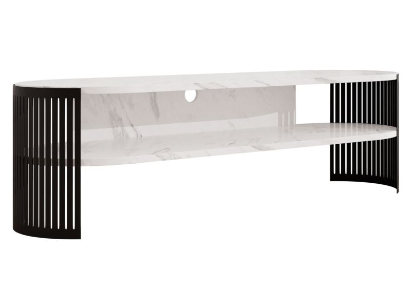 Szafka RTV MIRJAN 24 owalna Fikoli czarny/marmur bianco 1 szt.