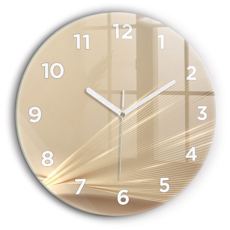 Zegar z białymi wskazówkami Wallfluent fi60 cm Abstrakcyjne światło Szklany 1 szt.