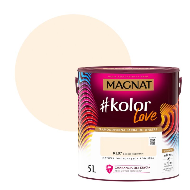 Farba kolorowa plamoodporna Magnat #kolorLove KL07 lekko kremowy 5 l