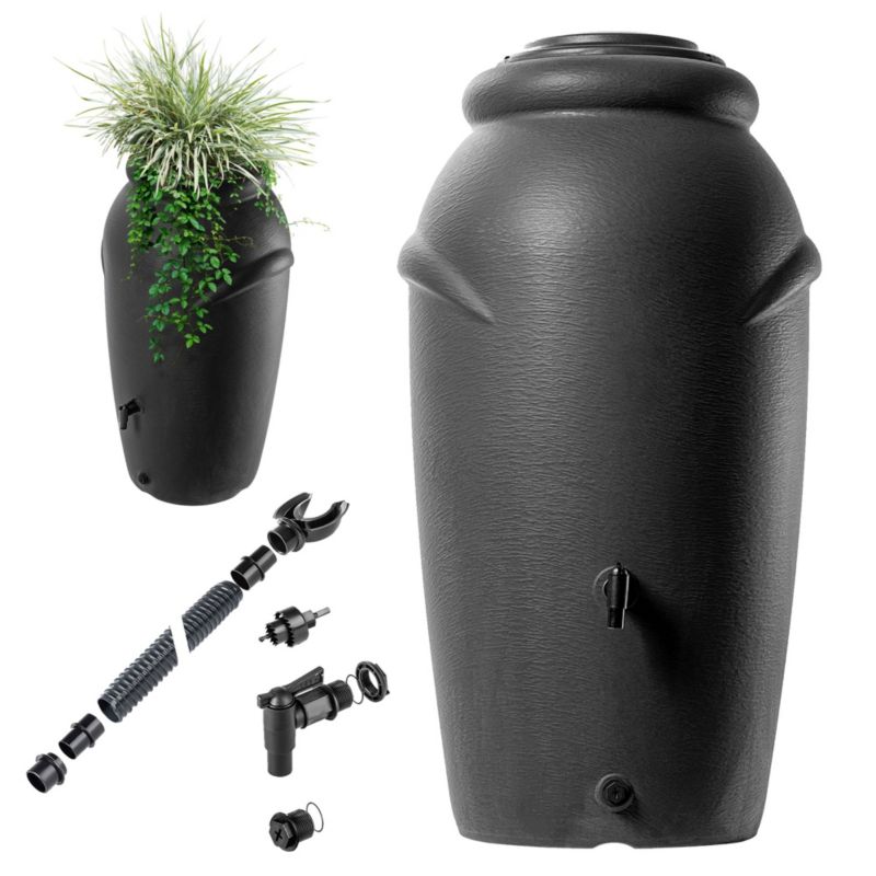 Zbiornik Na Deszczówkę KADAX 210L Wodę Beczka Z Kranem Doniczką Zestaw 1 szt.