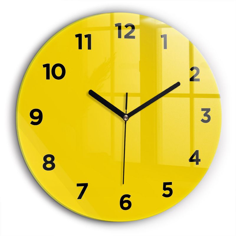 Zegar z czarnymi wskazówkami Wallfluent fi60 cm Żółty 1 szt.