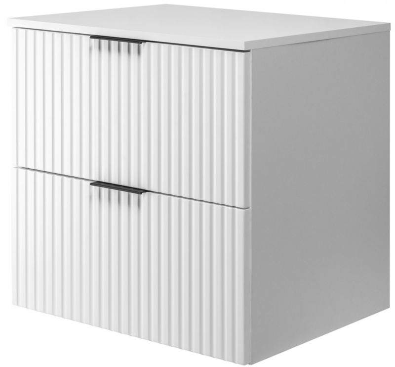 Szafka łazienkowa Furnidea 60 cm wisząca ryflowana 2 szuflady biały blat Flow 1 szt.