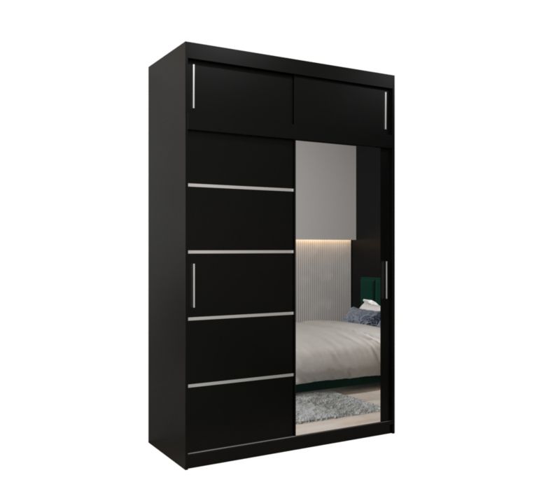 Szafa przesuwna Abiks Verona 2 150 czarny + czarny z nadstawką 1 szt.