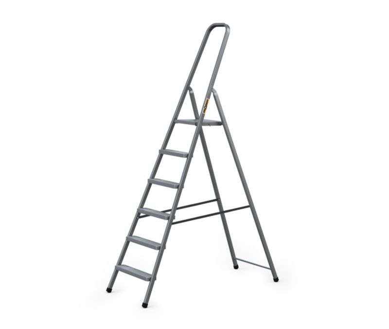 Drabina domowa stalowa jednostronna, DRABEST, 6 stopni, nośność 125 kg, 1 szt.