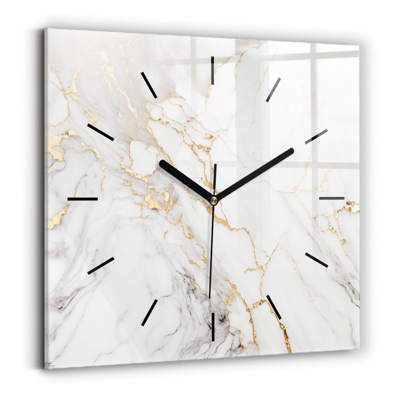 Zegar szklany czarne wskazówki Wallfluent 30x30 cm Marmur ozdobny 1 szt.