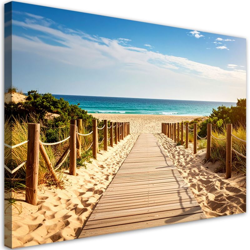 Obraz do salonu sypialni kuchni Feeby Drewniana ścieżka na plażę Pejzaż 90x60cm 1szt