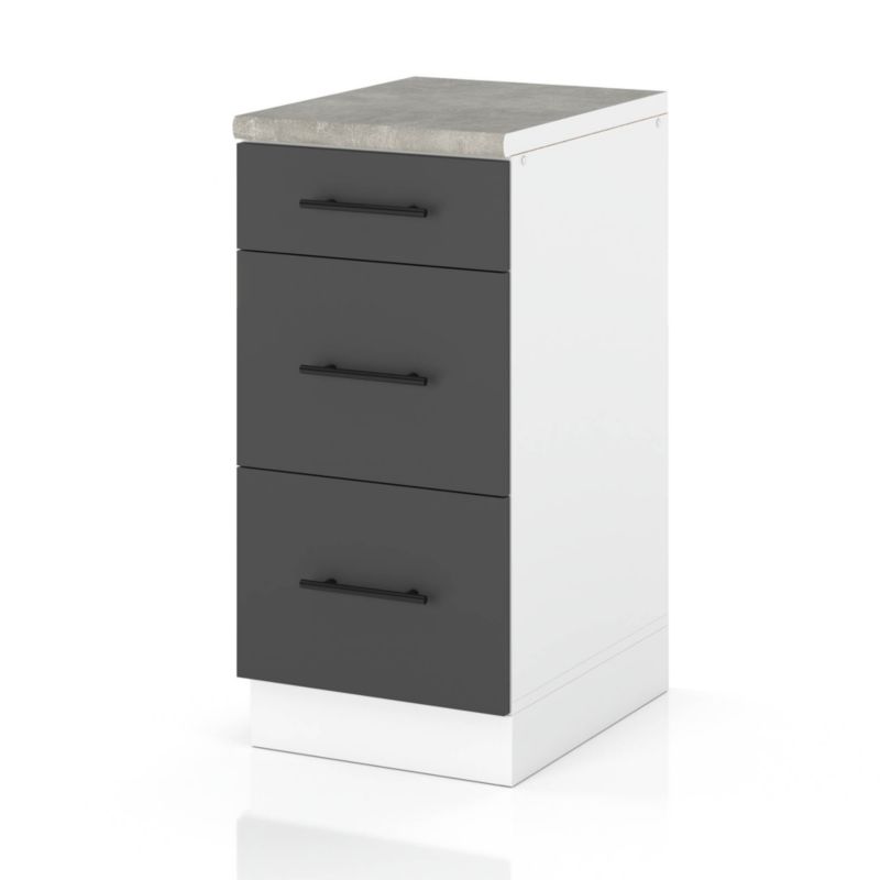 Szafka Kuchenna Hurtownia-Mebli Stojąca Z Szufladami D40S3 MET sPremium 40cm Biały Mat Szary Mat 40x52x85 cm 1szt.