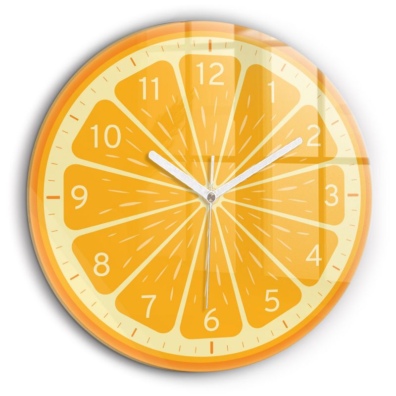 Zegar szklany białe wskazówki Wallfluent fi60 cm Soczysta pomarańcza 1 szt.