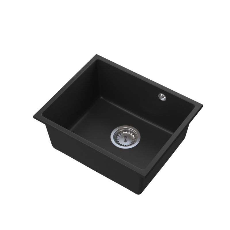 Zlewozmywak Granitowy Podblatowy Jednokomotowy Zlew Manado 50 Czarny Do Kuchni Zestaw Zlew Syfon 1 kpt