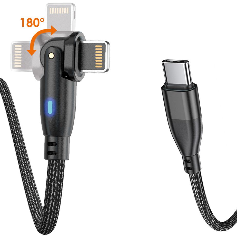 Kabel USB Lightning 1,5m Spider obrotowy 180 27W KAB000353 - Henryx24