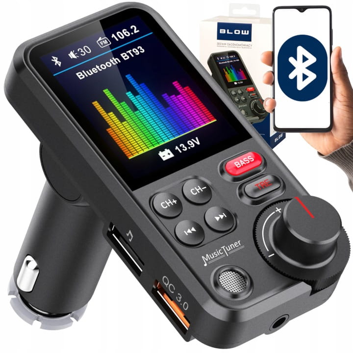 BLOW Transmiter Samochodowy 74-168 BLUETOOTH 5.0 +ładowarka USB QC - Henryx24