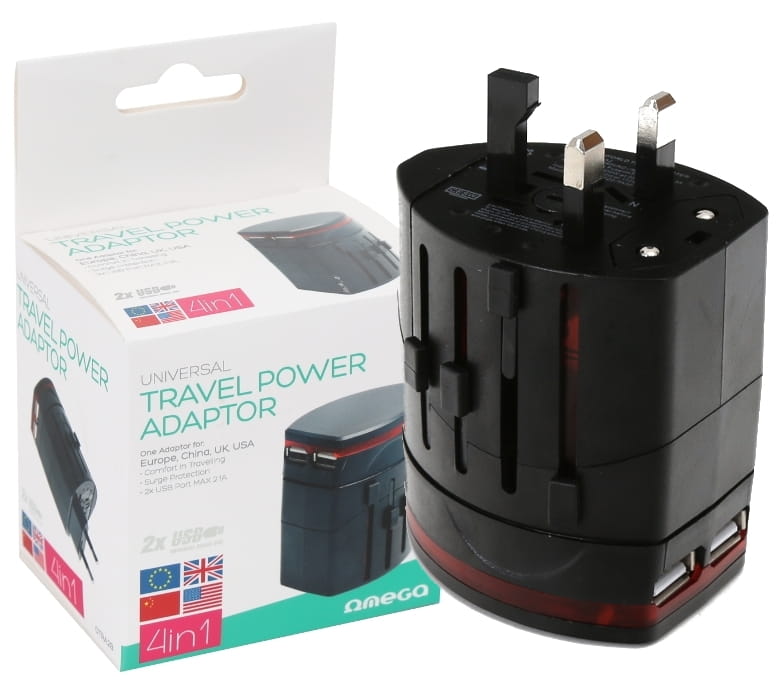 OMEGA Ładowarka 2xUSB podróżna 43354 2A CN+US+EU+UK OTRA2B - Henryx24