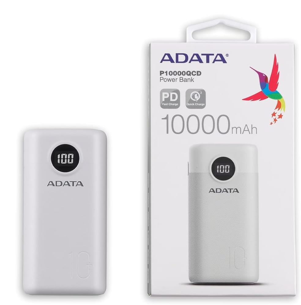 ADATA power bank 10000mAh biały P10000QCD-DGT-CWH - Henryx24