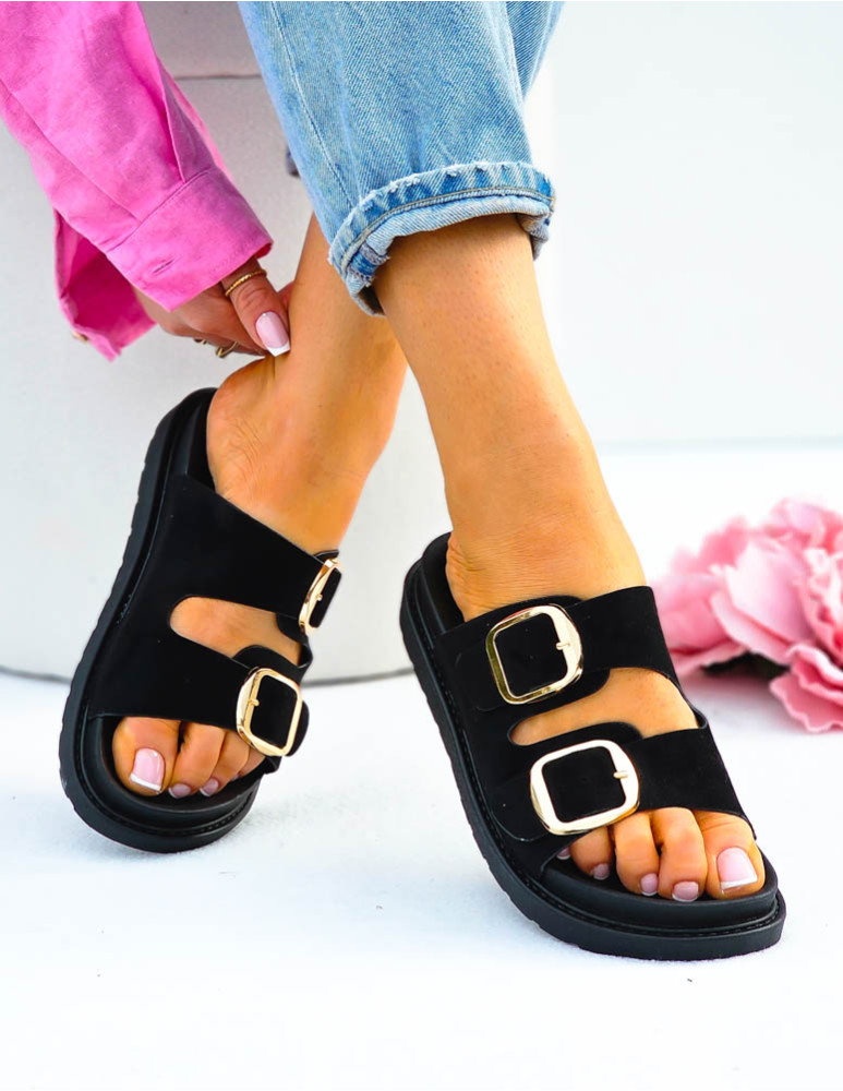 Czarne Klapki Na Paski She Basic