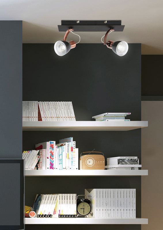 Czarny kinkiet ścienny listwa 2xGU10 nad lustro MARKUS metal