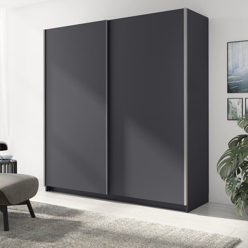 Szafa przesuwna 150 cm do sypialni GRANDI szary grafit