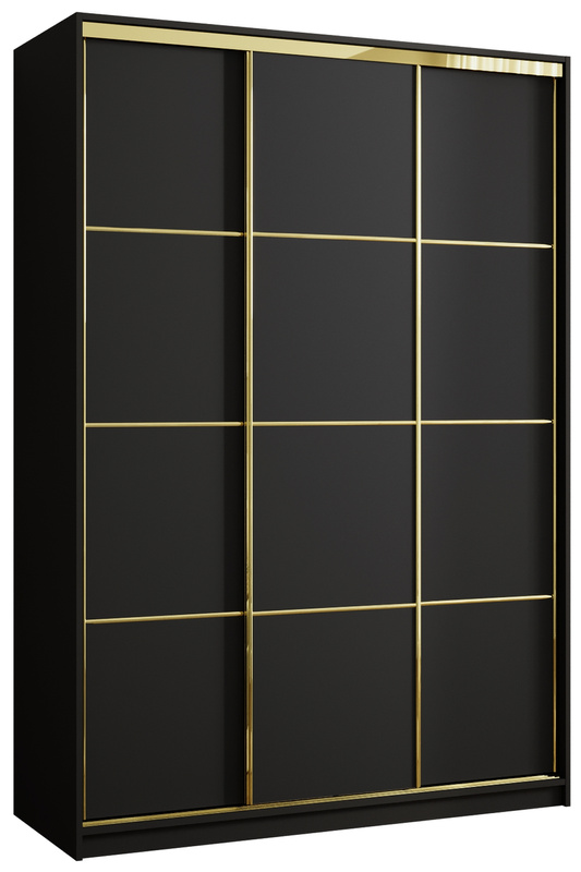 Czarna szafa przesuwna do przedpokoju 150 cm GOLD NEW