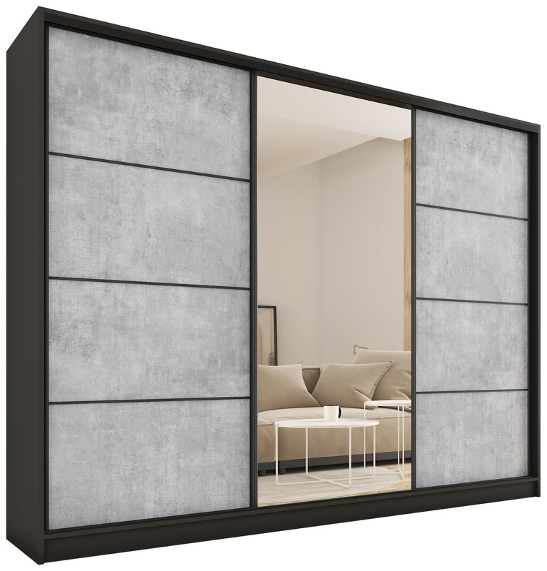 Pojemna garderoba szafa przesuwna z lustrem 280 cm LOFT MAX