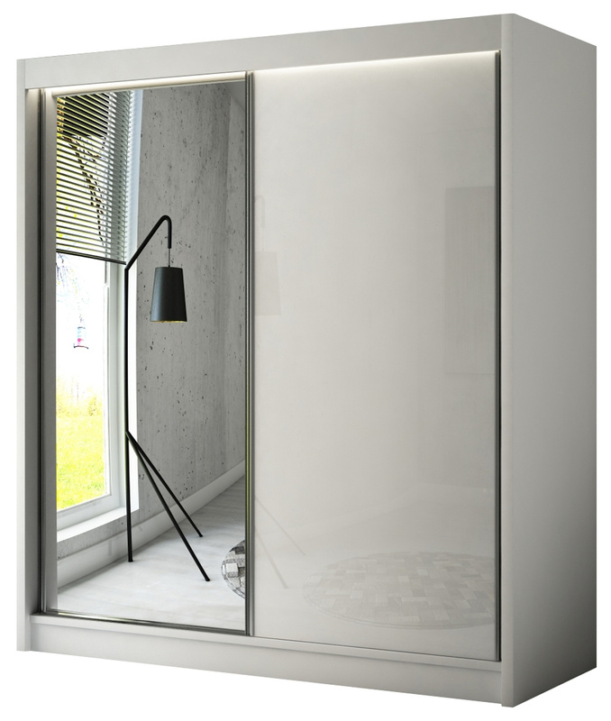 Szafa przesuwna z lustrem 150 cm VARENO biały połysk