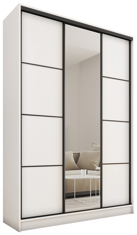 Biała wysoka szafa przesuwna z lustrem 150 cm LOFT MAX