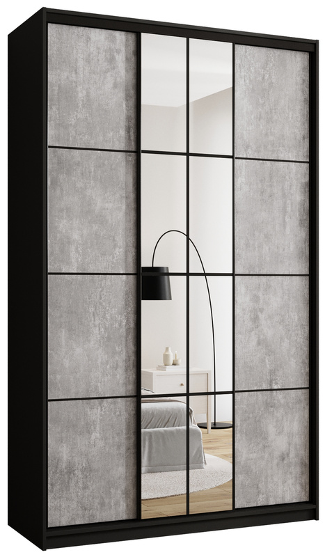 Szafa przesuwna 150 cm z lustrem i drążkami do sypialni EDGE MAX