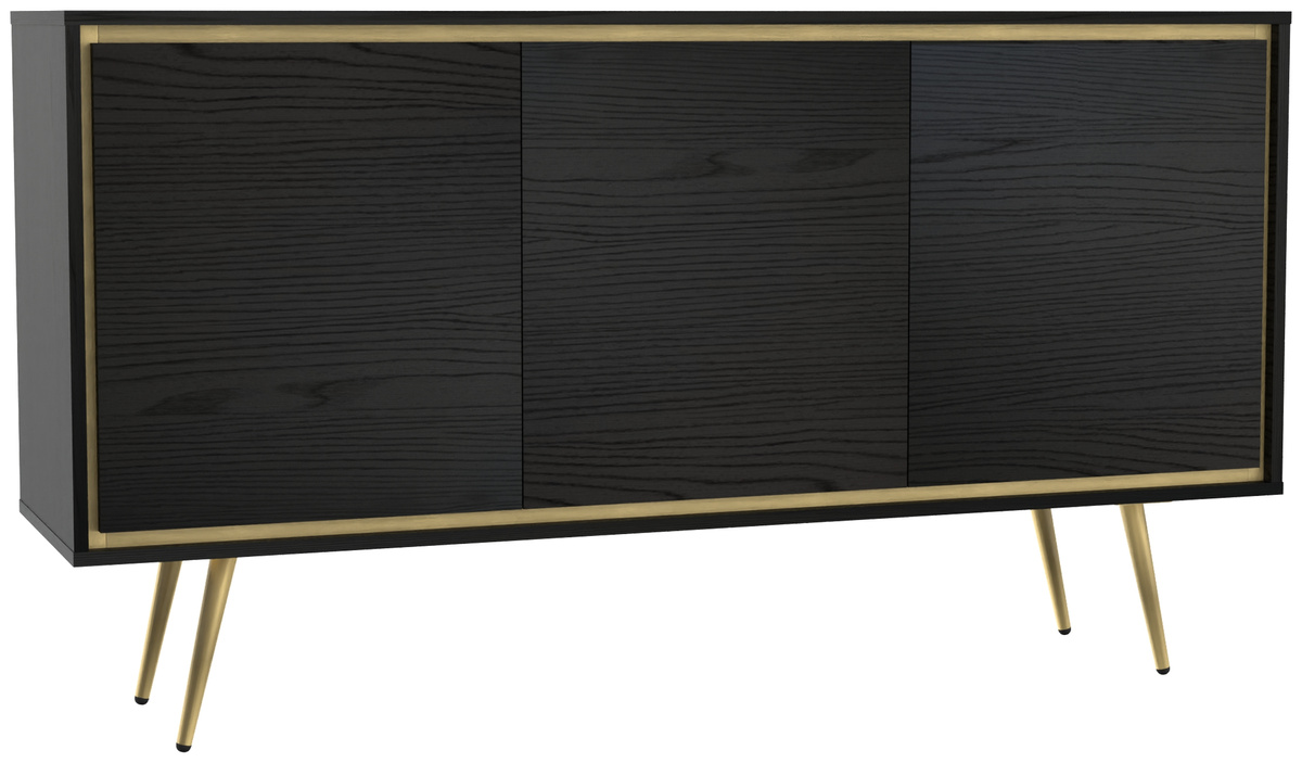 Czarna komoda 150 cm na nóżkach w stylu glamour TALUS