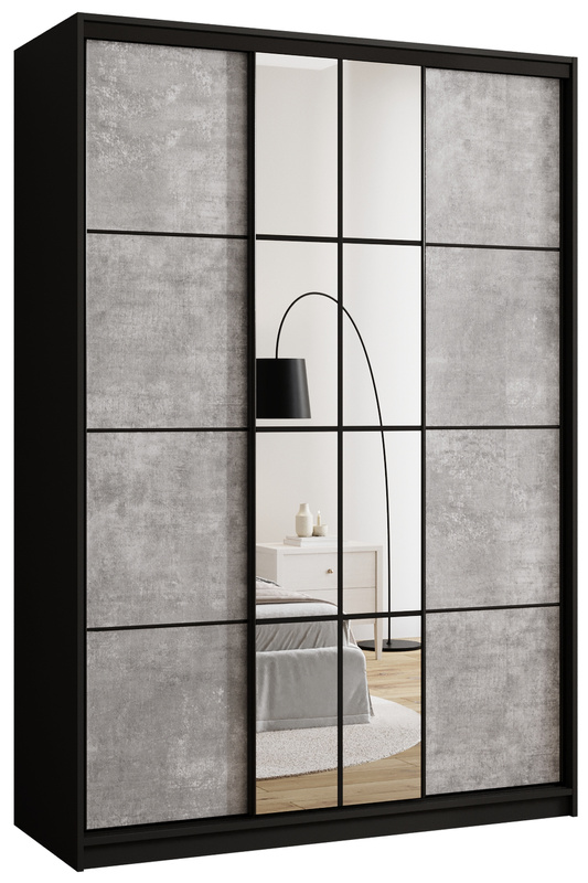 Szafa przesuwna 150 cm z lustrem do sypialni EDGE beton