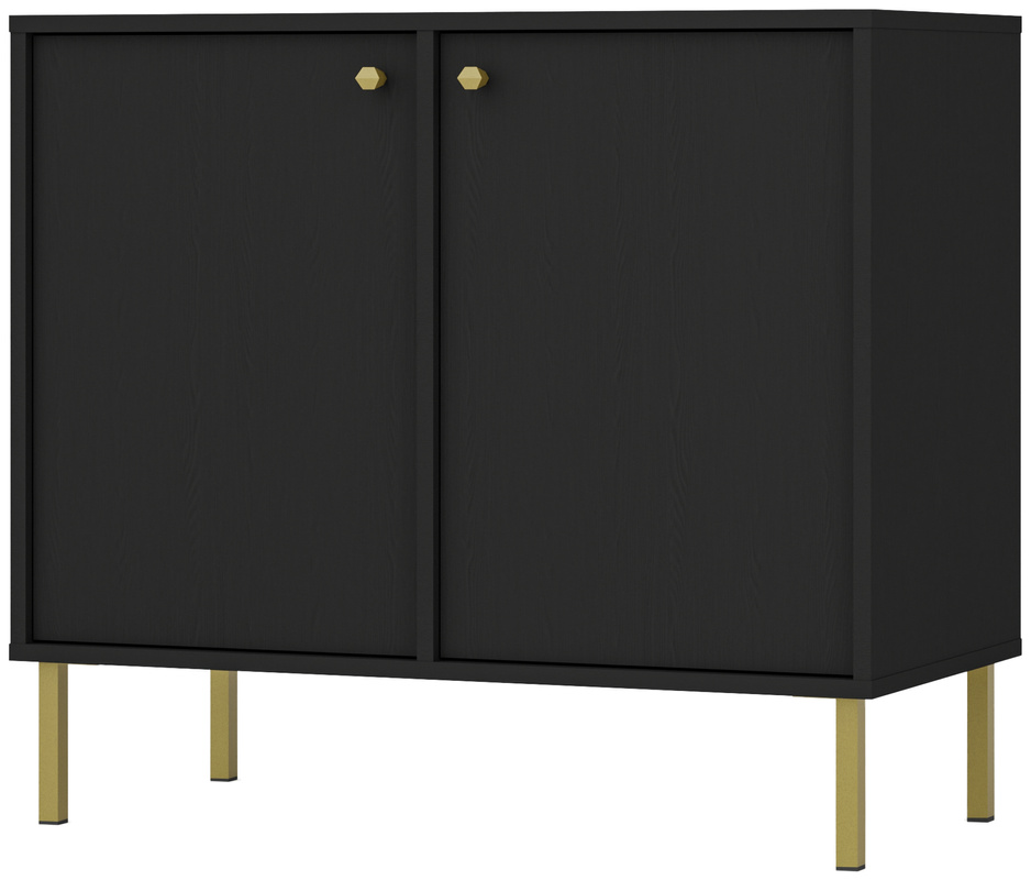 Czarna komoda dwudrzwiowa z półkami do salonu 83,5 cm TOKEN