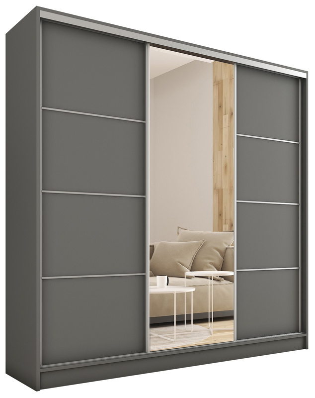 Nowoczesna szafa przesuwna z lustrem TOP 200 cm grafit