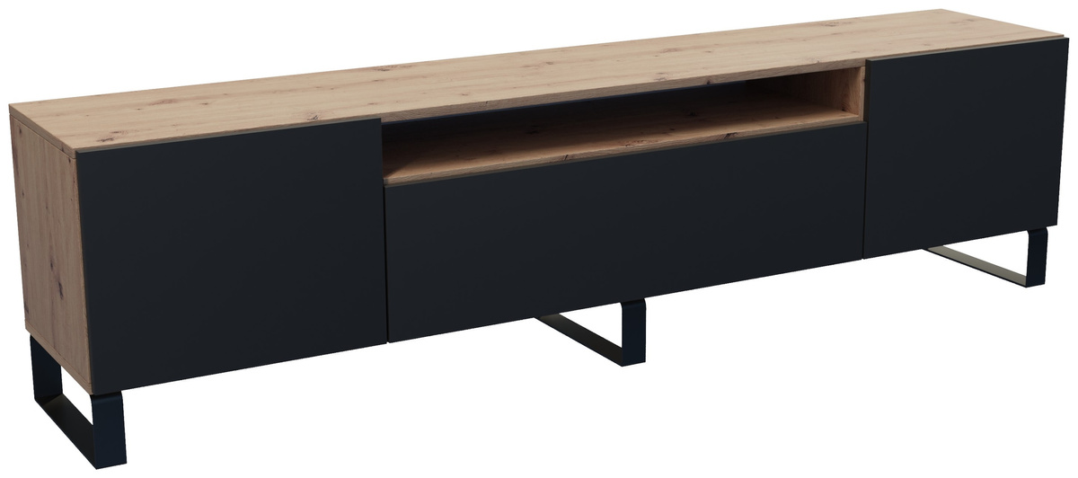 Nowoczesna szafka RTV 200 cm do salonu LANTOS dąb artisan