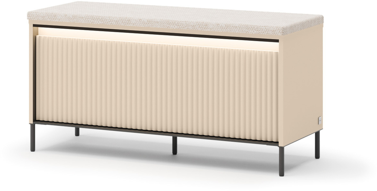 Ławka do przedpokoju 101 cm wiatrołapu z oświetleniem LED i półką na buty TREND