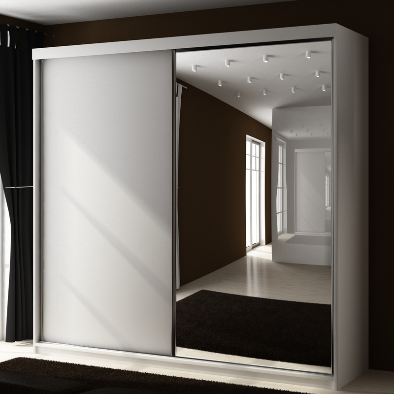 Szafa 200 cm do sypialni z lustrem przesuwna biały TARO