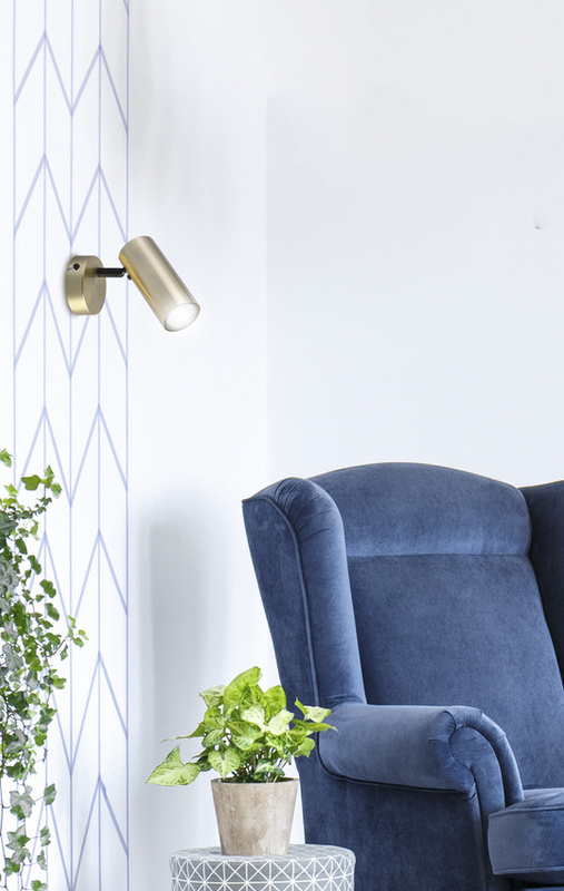 Złoty kinkiet ścienny regulowany punktowy do salonu COLLY metal