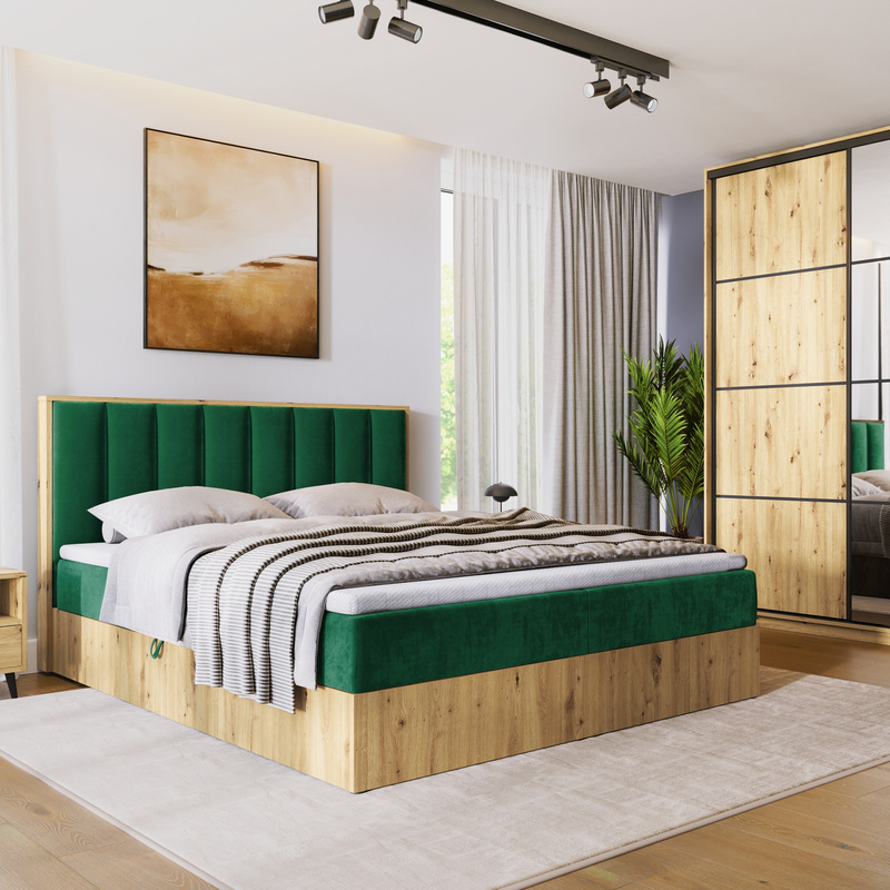 Łóżko kontynentalne 140x200 do sypialni LOFT II z pojemnikiem