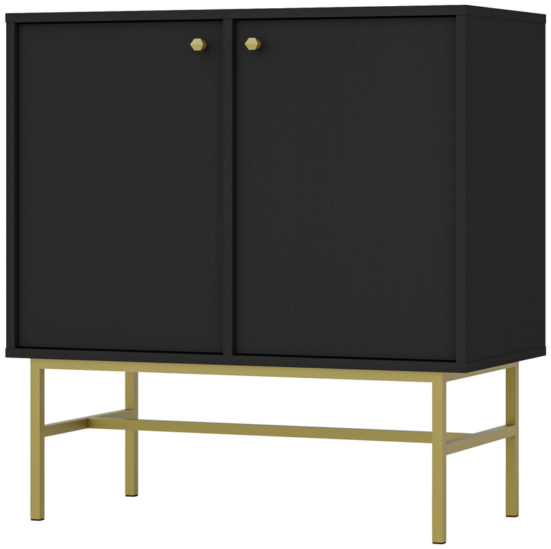 Mała czarna komoda dwudrzwiowa do salonu 84 cm TOKEN