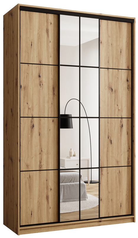 Loftowa trzydrzwiowa szafa przesuwna 150 cm z półkami EDGE MAX