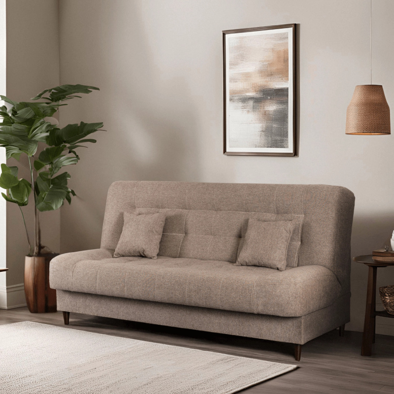 Brązowa rozkładana sofa z funkcją spania do salonu NELY