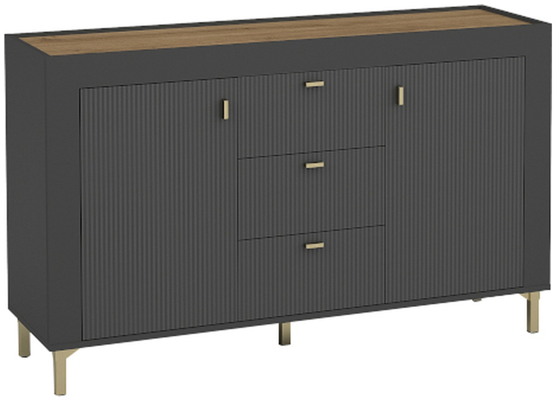 Czarna nowoczesna komoda z drzwiami i szufladami 137 cm MISTY