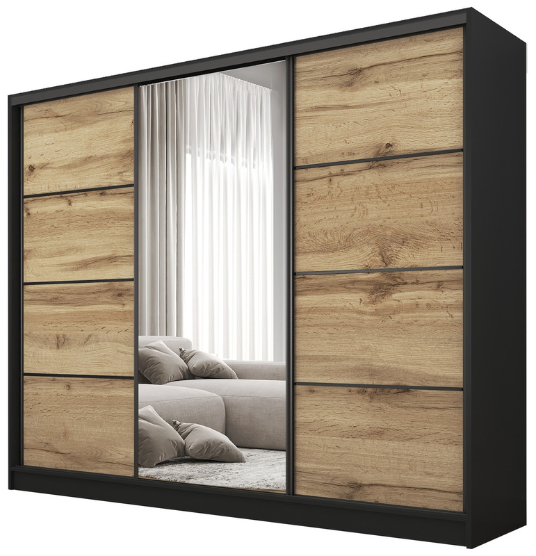 Nowoczesna szafa przesuwna z lustrem do sypialni 235 cm BEST