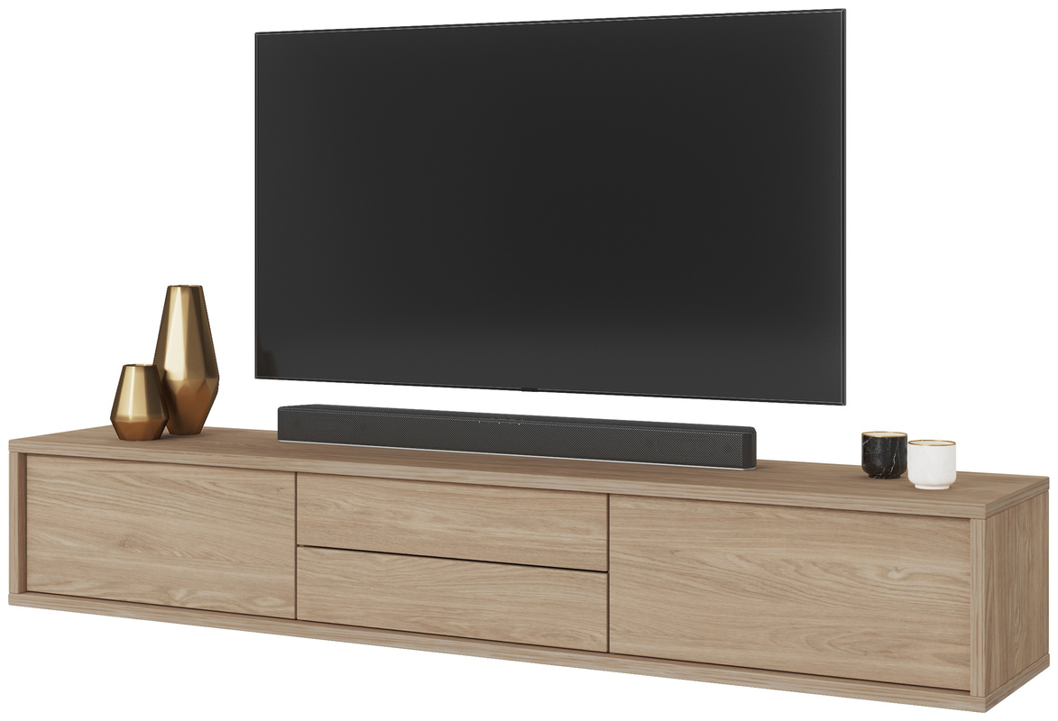 Szafka RTV do salonu nowoczesna wisząca 180 cm FRIDA dąb olejowany