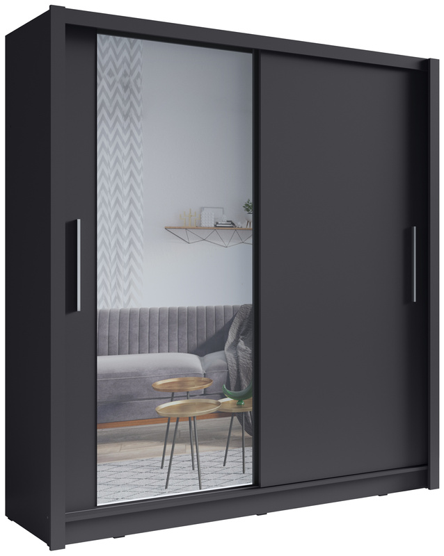 Szafa przesuwna z lustrem 154 cm do salonu BALI szary grafit