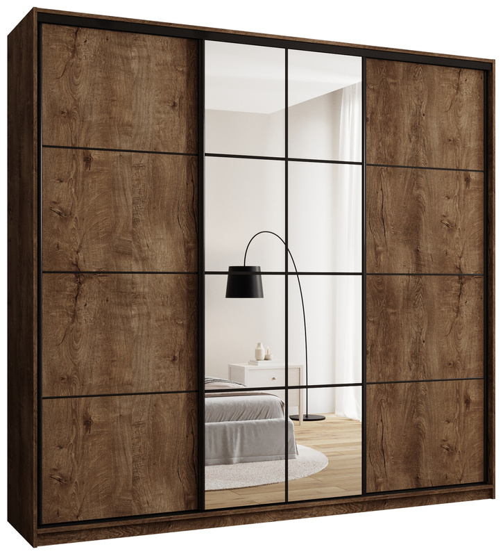 Pojemna szafa przesuwna 250 cm z lustrem i szufladami EDGE MAX