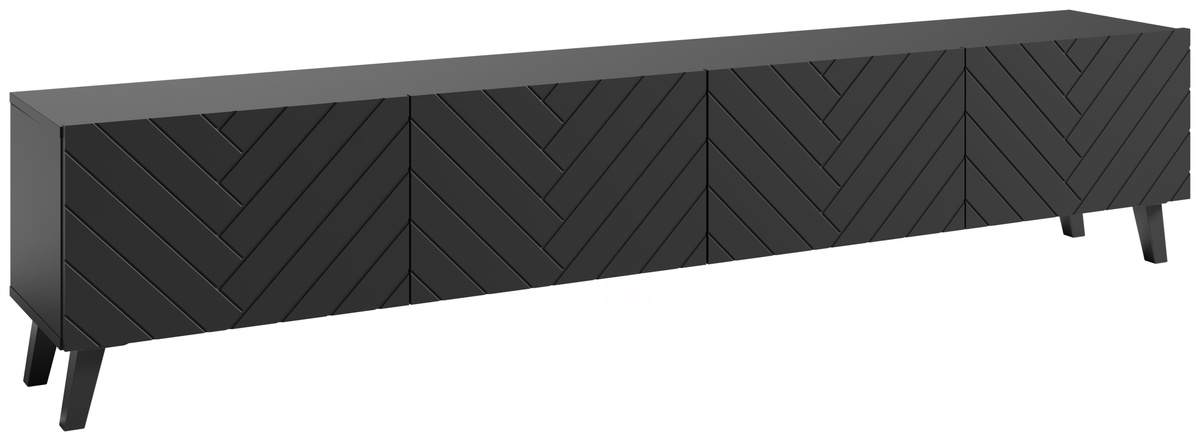 Czarna szafka RTV 190 cm pod telewizor do salonu PUNES