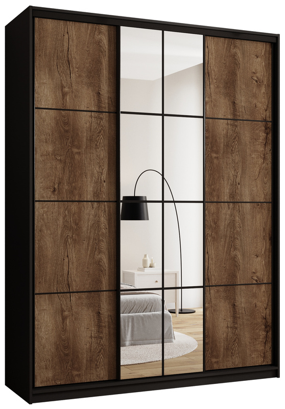 Loftowa szafa przesuwna z lustrem do sypialni 180 cm EDGE MAX