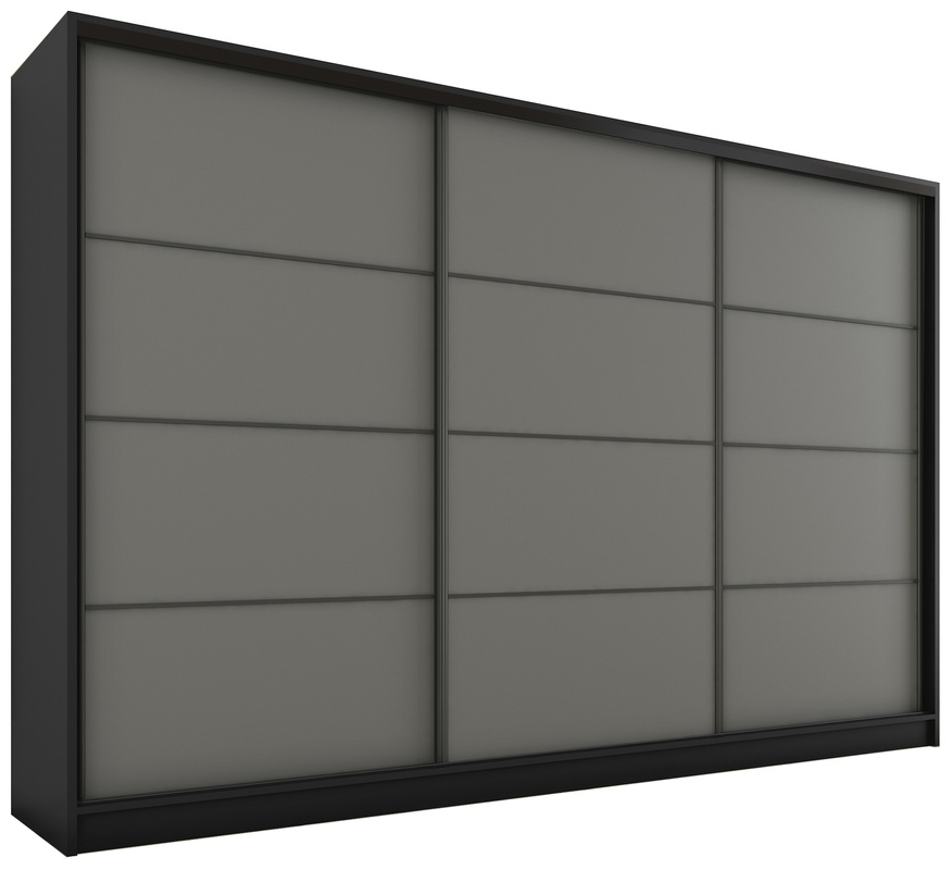 Grafitowa szafa przesuwna trzydrzwiowa 280 cm LOFT