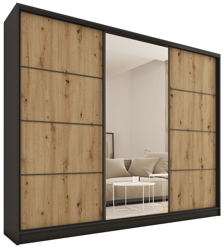 Duża loftowa szafa przesuwna z lustrem 250 cm LOFT MAX