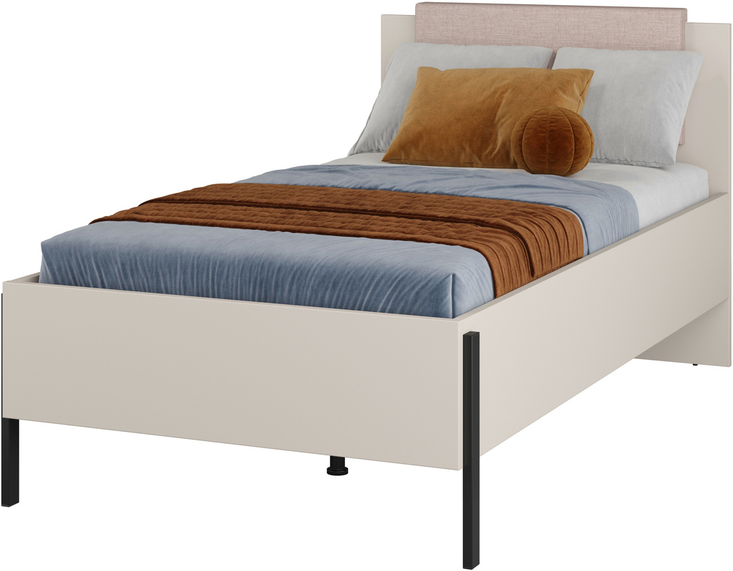 Łóżko jednoosobowe 100x200 cm z pojemnikiem do sypialni kaszmir JUKON